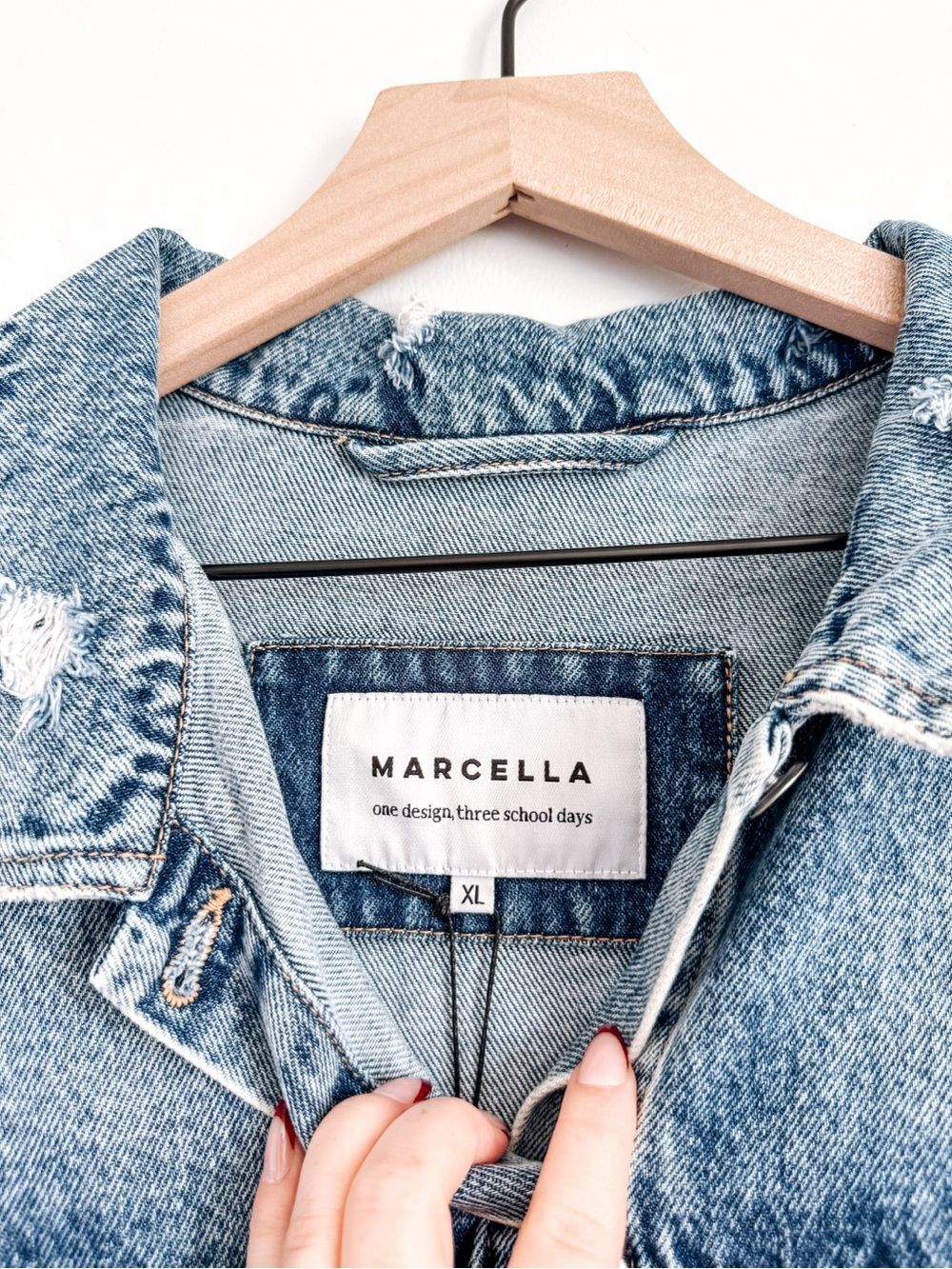 Marcella Rio Oversized Distressed Denim Jacket XL NWT 100% Cotton - Picture 4 of 7